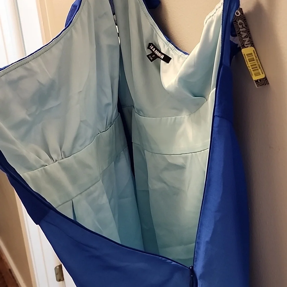 Gianni Bini One Shoulder Blue Ombre Ruffle Dress. Size 0. NWT. - Picture 9 of 10